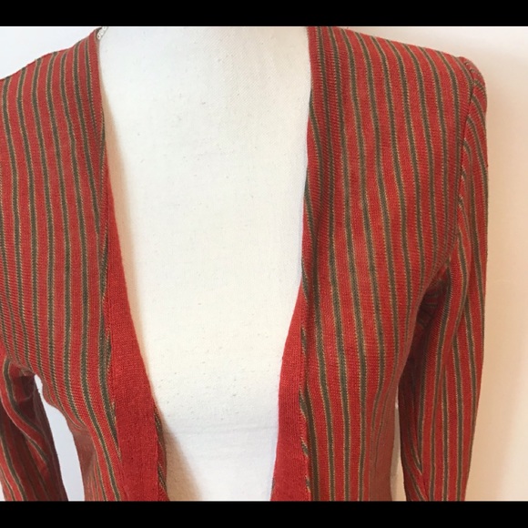 RALPH LAUREN PURPLE LABEL LONGLINE LINEN CARDI MED - Picture 4 of 7